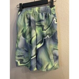 Nike Boys L 12 13yrs Green Black Swim Trunks Drawstring Mesh Inside Pocket N